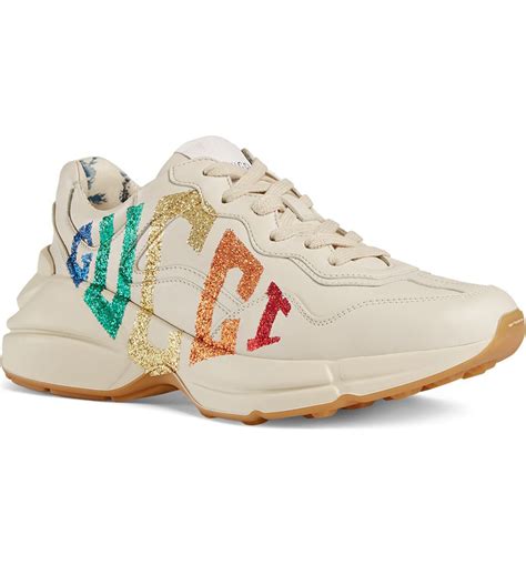 gucci metallic rainbow sneakers|Gucci rhyton sneakers price.